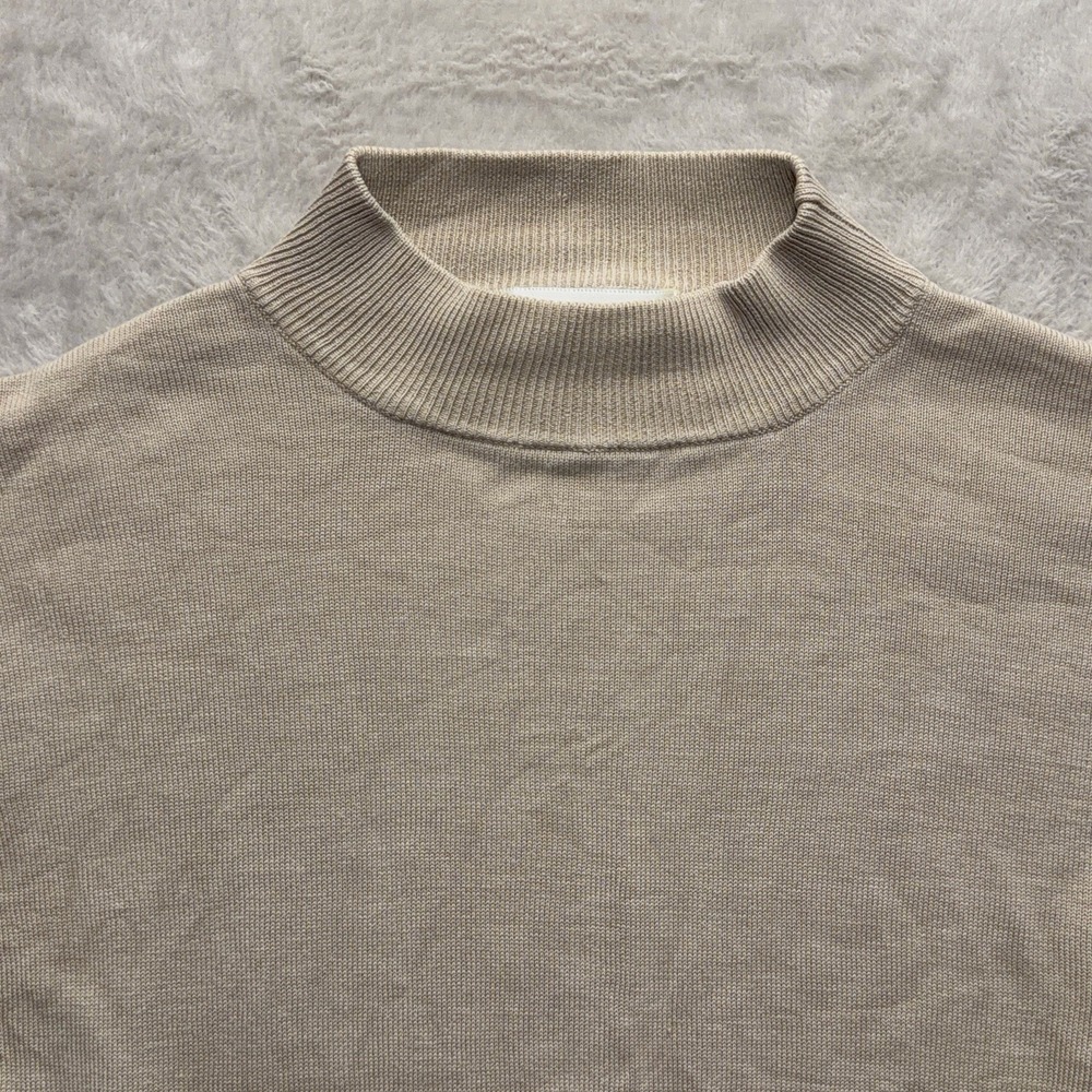 Windridge Mock Neck Sweater Womens M Tan 100% Silk Knit Vintage Preppy Casual - Picture 2 of 13